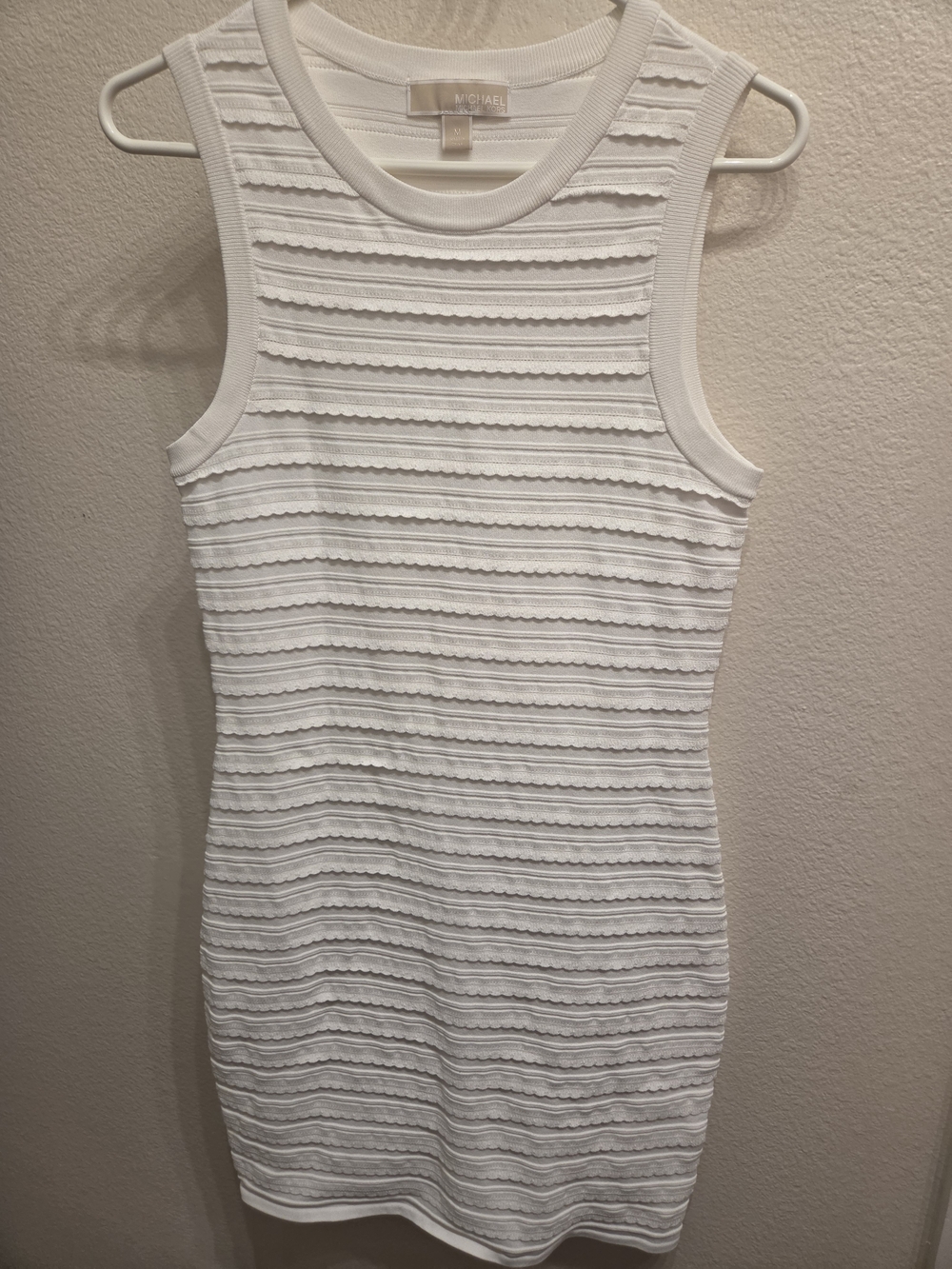 Michael Kors White Textured Sleeveless Sheath Dress